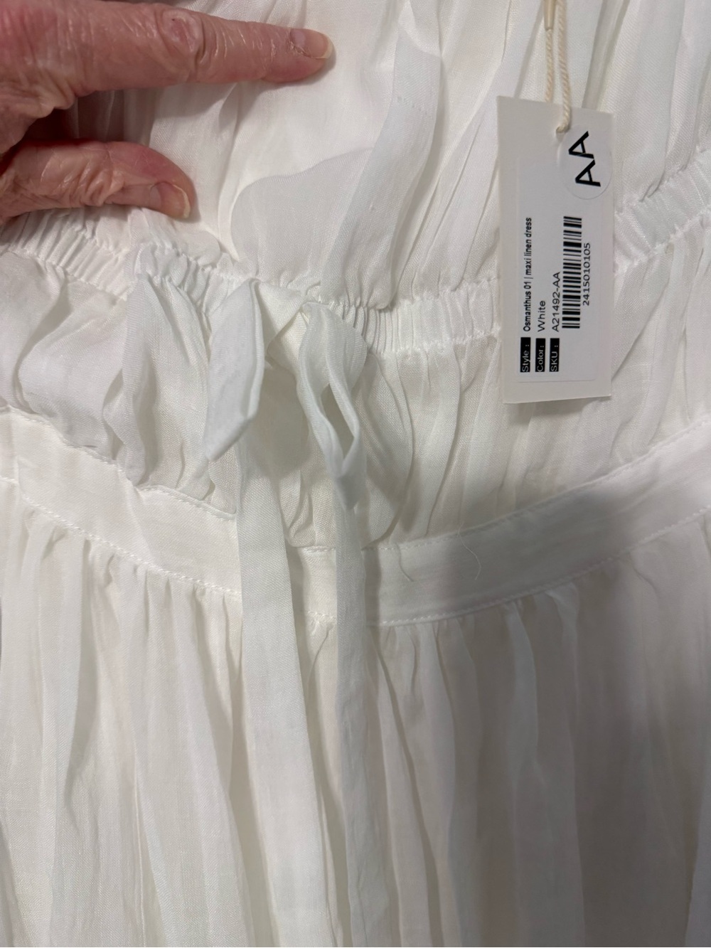 Osmanthus 01 Maxi Linen Romantic Off-Shoulder White Dress New with Tags - Picture 14 of 15